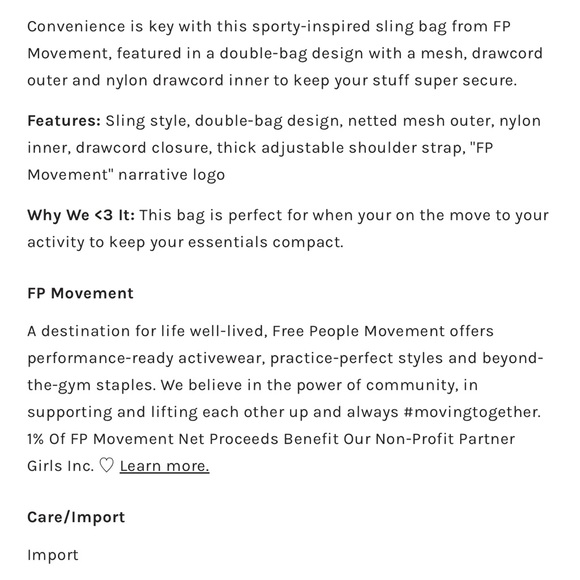 Free People Movement small black mesh sling bag - Picture 7 of 10